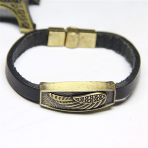 Bracciale in lega di moda bracciale chiusura magnetica vera pelle angelo ala GL010 - Product Image 6