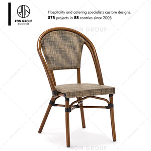 Outdoor Waterproof Stacking Furniture Garden <strong>Bamboo</strong> <strong>Table</strong> and Chair Aluminum Arm Wicker Rattan Restaurant Dining Outdoor Chair - Product Image 3