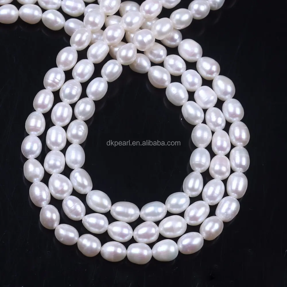 Perle d'eau douce blanche de qualité A, 6-7mm, 1 pièce, pour riz blanc, ligne de perles de riz en vrac