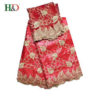 H & D barato 5 patio Bazin 2 encaje patio africa guinea brocado bordado del vestido del diseño 100% tela de algodón para venta - Product Image 3
