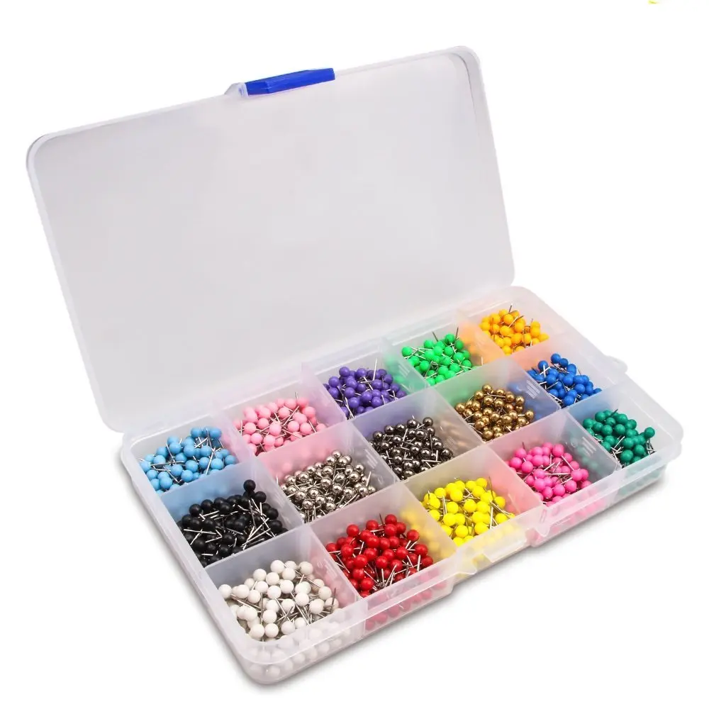1500 piezas tachuelas de mapa coloridas Push Pins cabeza de bola con punto de acero, 1/8 pulgadas