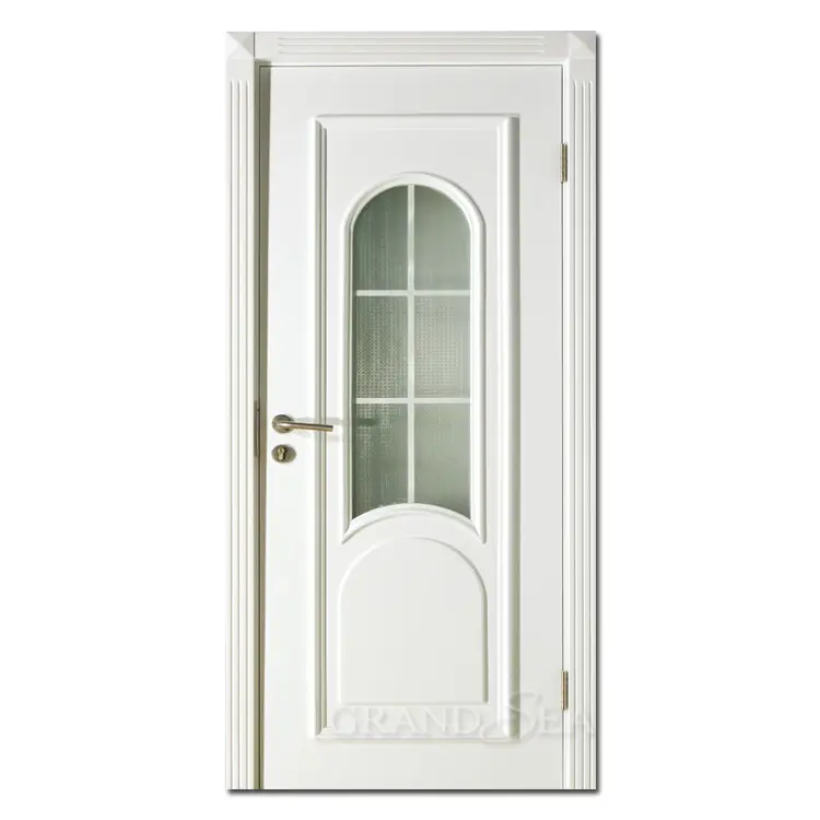 Latest Model Interior Teak Solid Wood Doors With Glass Design