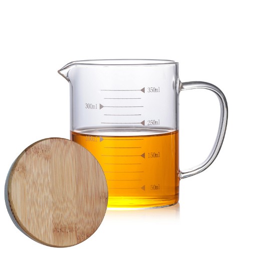 350ml/500ml/1000ml Kitchen High Temperature Resistant Glass Mug With White Measurements Glass Cup
