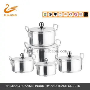 7 PCS Aluminum high gloss polished cast iron cooking pot with olive pearl