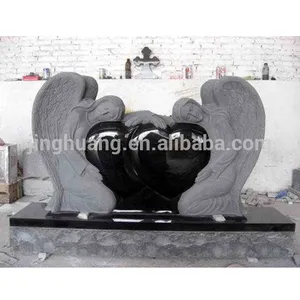 Giá rẻ Granite Headstones Tim Và Thiên Thần Tượng Đài Đẹp Đen Tombstone để Bán