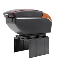 Accoudoir universel en cuir noir, console centrale, boîte de rangement avec chargeur USB, porte-gobelet rotatif pour toutes les voitures