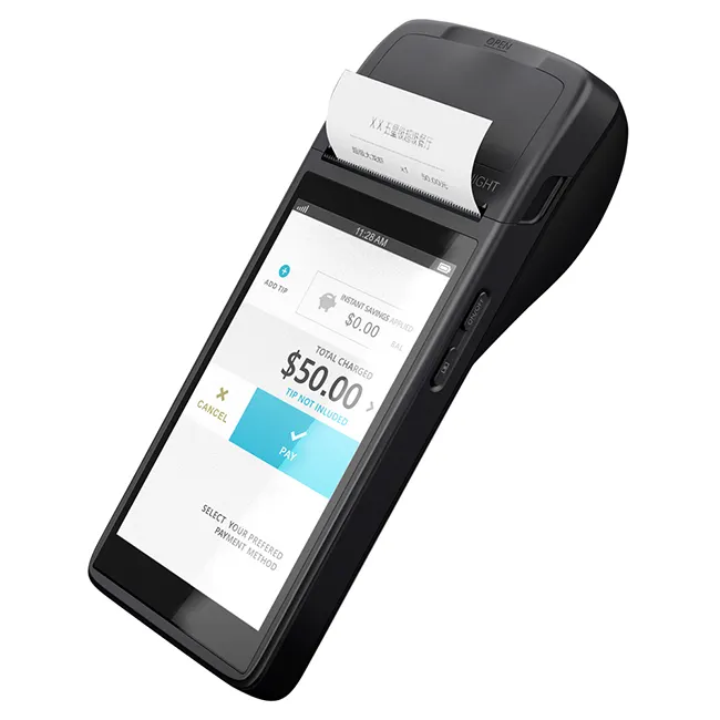 5.5 inç el android wifi nfc rfid tarayıcı qr kod tokatlamak taşınabilir hepsi bir ödeme pos makinesi