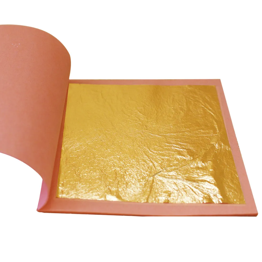 8*8 Cm Sheets/Booklet Pack Chinese 24K Edible Genuine Gold Leaf Foil Sheets Gilding Metal Foil For Food Grade Beauty Furniture
