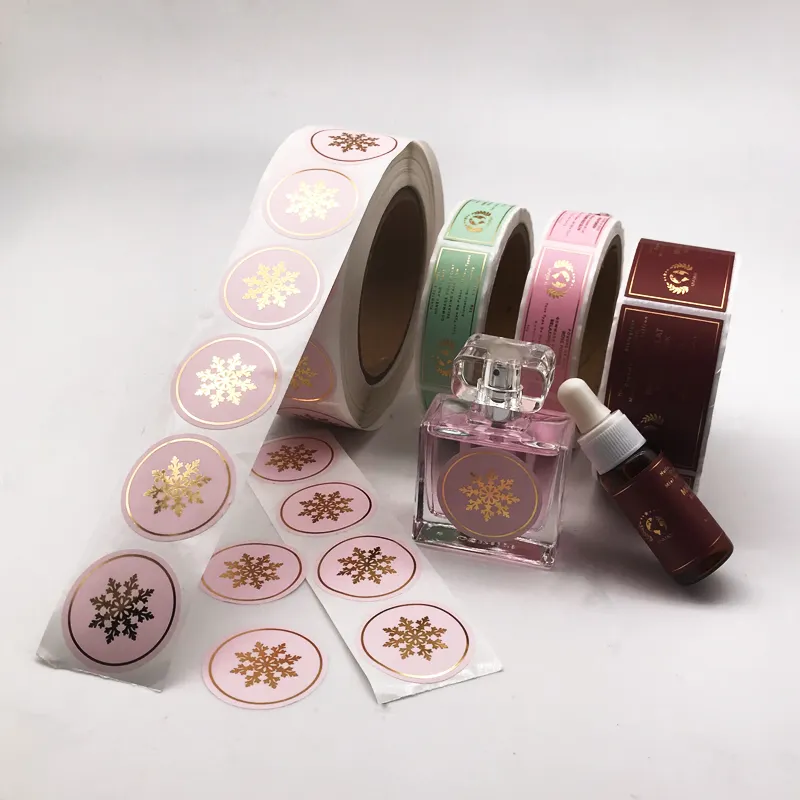 Custom Gold Foil Sticker Perfume Bottle Label、Adhesive Cosmetics Hot Stamping Foil Label Round Logo Circle Stickers Printed