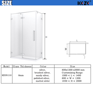 Cabine de <span class=keywords><strong>douche</strong></span> d'angle en verre trempé de taille personnalisée de style italien avec charnière de plateau rectangulaire de cadre ouverte <span class=keywords><strong>pour</strong></span> salle de bain intérieure - Product Image 2