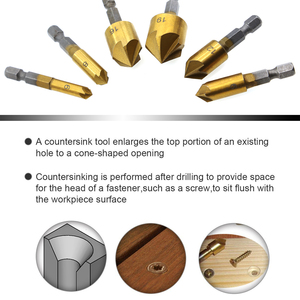 6PCS 5 <span class=keywords><strong>Flute</strong></span> Chamfer Mũi Khoan 1/4 "Hex Shank HSS 90 Độ Gỗ Các Cạnh Bớt Vuông Cutter Chamfer 6Mm-19Mm Mũi Khoan Khoan Bit - Product Image 5