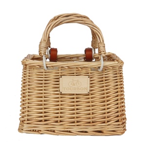 Cycling rectangular bicycle front handlebar bike wicker basket with handle