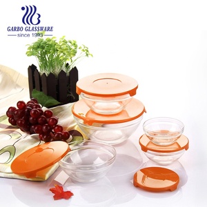 Gran oferta, 5 uds., juego de ensaladeras de frutas de vidrio transparente, tapa de PP de Color personalizado, decoración ecológica para el hogar, utensilios de cocina de diseño clásico - Product Image 3