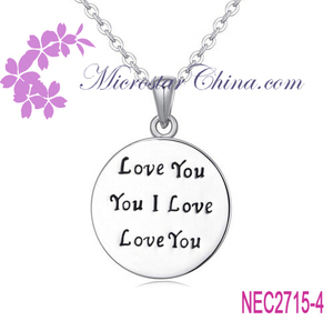Nouveau arrivé haute qualité stock mode ronde pas cher gravé love you oui <span class=keywords><strong>je</strong></span> aime <span class=keywords><strong>te</strong></span> aime collier - Product Image 1