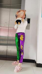 Di vendita caldo Mardi Gras donne <span class=keywords><strong>pantaloni</strong></span> Oro, Viola, Verde 3 di colore reversibile di paillettes <span class=keywords><strong>pantaloni</strong></span> shiny Carnevale <span class=keywords><strong>pantaloni</strong></span> - Product Image 5