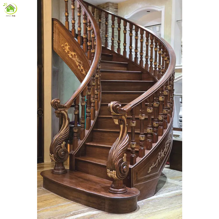 Escaleras modernas personalizadas de madera curvada para interiores y exteriores