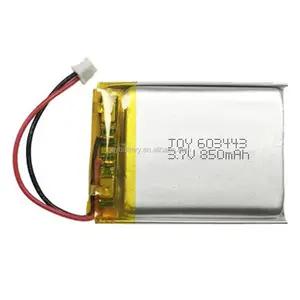 שטוח 603443 3.7 V 850 mAh ליתיום נטענת lipo li פולימר סוללה עם pcm וחוט