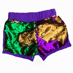 Mardi Gras Baby Reversible Sequin Shorts Summer Knit Girls Bloomer Shorts - Product Image 1