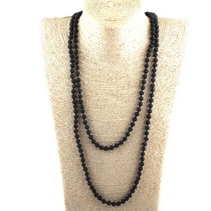 Collana etnica da donna di moda <span class=keywords><strong>gioielli</strong></span> tribali bohémien 6mm 60 pollici collana lunga annodata in pietra naturale <span class=keywords><strong>amazzonite</strong></span> - Product Image 2