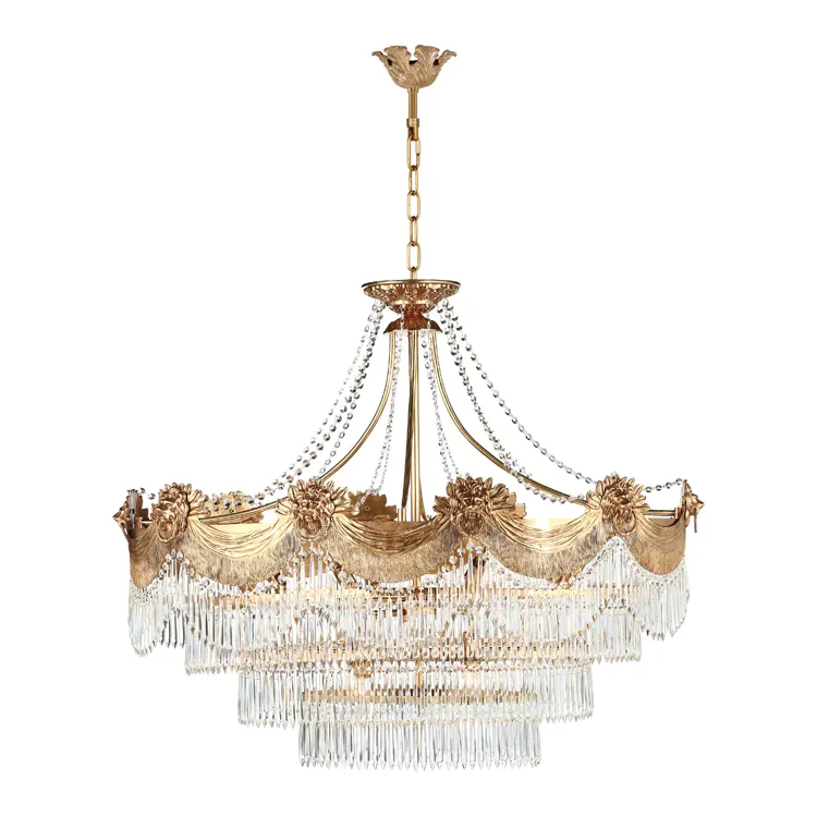 Hot Koop 12 Licht Ovale Art Deco Messing Franse Rijk K9 Kristal Klassieke Hanglamp Voor Eetkamer