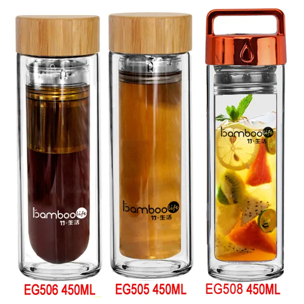 Premium Hoge Kwaliteit Dubbele Wand Geïsoleerd Glas Thee Mokken Cups Met Theefilter