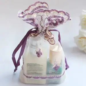 Bolsa de Organza con cordón para cosméticos, logotipo personalizado, embalaje de regalo