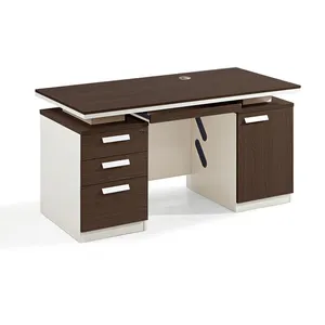 Bureau en bois massif avec 3 tiroirs et une place, Table de bureau pour la maison, pour poids