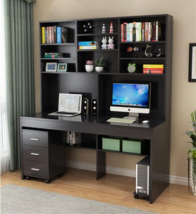 Modern <strong>White</strong> Color <strong>Bookcase</strong> Wooden with Study Table - Product Image 4