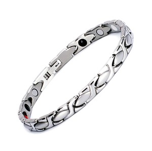Pulsera de joyería de moda fina de acero inoxidable para mujer, brazalete magnético de energía de BIO germanio con protección contra la radiación para la salud - Product Image 1