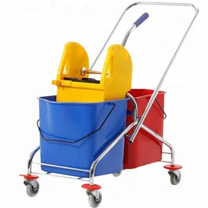 Elerein AF08072 60L couleur de tête d'essoreuse jaune ou gris seau couleur rouge et bleu vers le bas-presse double seau vadrouille essoreuse chariot