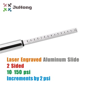 Calibrador de presión de neumáticos de camión de doble cabezal recto, 10-150 psi, tobogán de aluminio grabado con láser cromado - Product Image 5