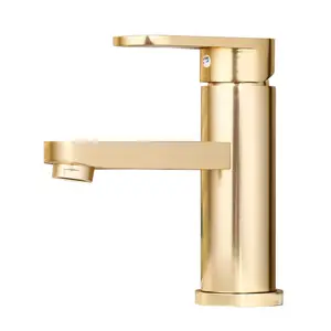 Rubinetto per lavabo monocomando con superficie anodizzata in alluminio dorato di alta qualità