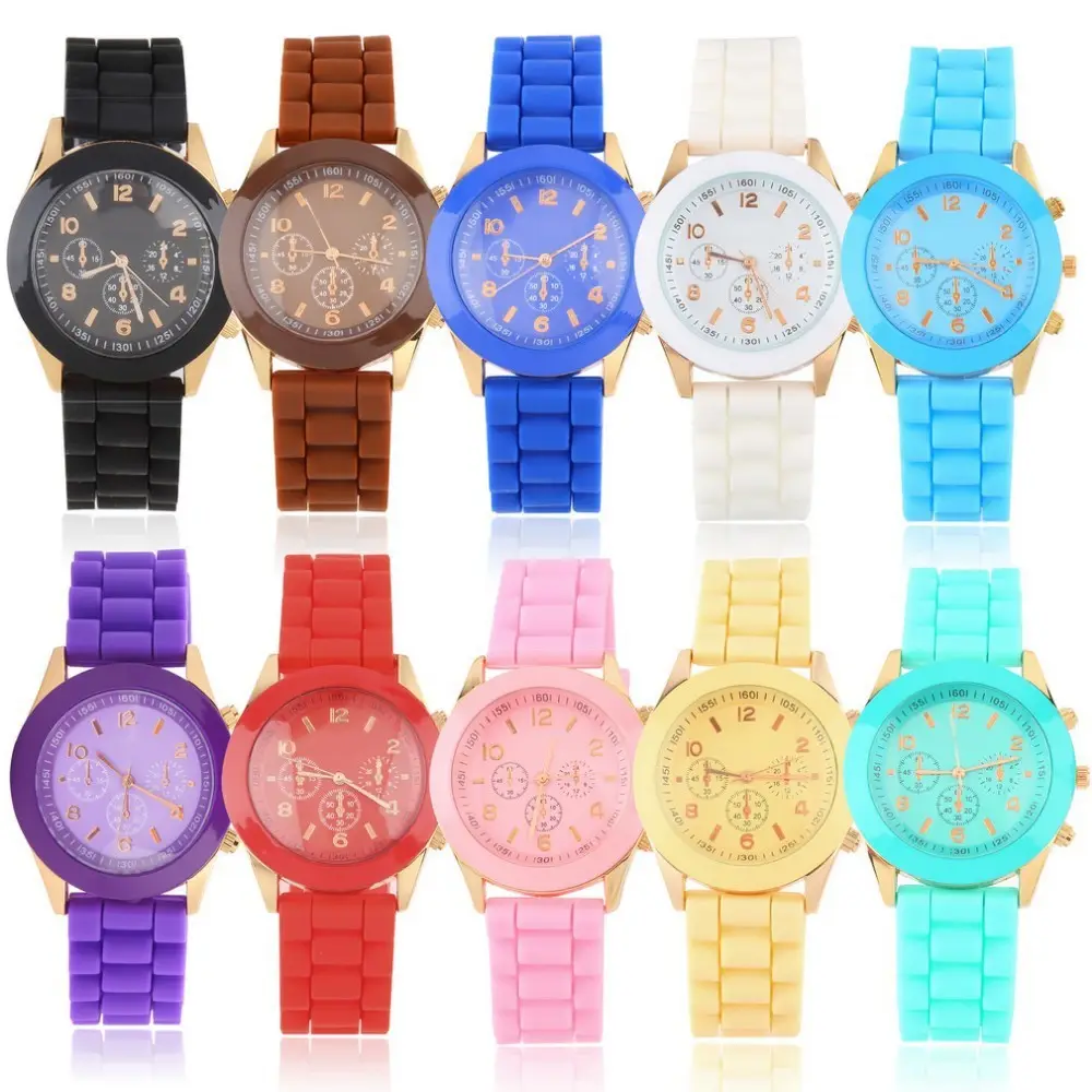 2017 fashion Geneva Silicone quartz watch women Jelly Sport wristwatch,Woman dress brand watches,11colors casual women watch Hot