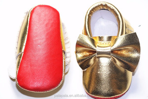 <span class=keywords><strong>Scarpe</strong></span> con Suola Rossa all'Ingrosso, Mocassini per Neonati in Pelle PU con Suola Morbida e Fiocco - Product Image 6