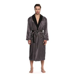 Peignoir <span class=keywords><strong>de</strong></span> bain thermique <span class=keywords><strong>pour</strong></span> hommes avec doublure en satin <span class=keywords><strong>de</strong></span> polyester et <span class=keywords><strong>polaire</strong></span> grande taille disponible-Peignoir en satin <span class=keywords><strong>pour</strong></span> hommes - Product Image 4