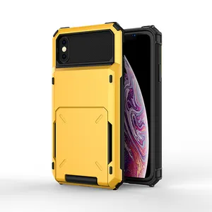 pc tpu card slot custom design wholesale cell phone case with card holder for iphone x xs xr xs max wallet case