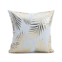 Housse de coussin carrée super douce en velours imprimé feuille d'or personnalisée Buti Home Decor pour hôtel, motif géométrique marin rayé végétal