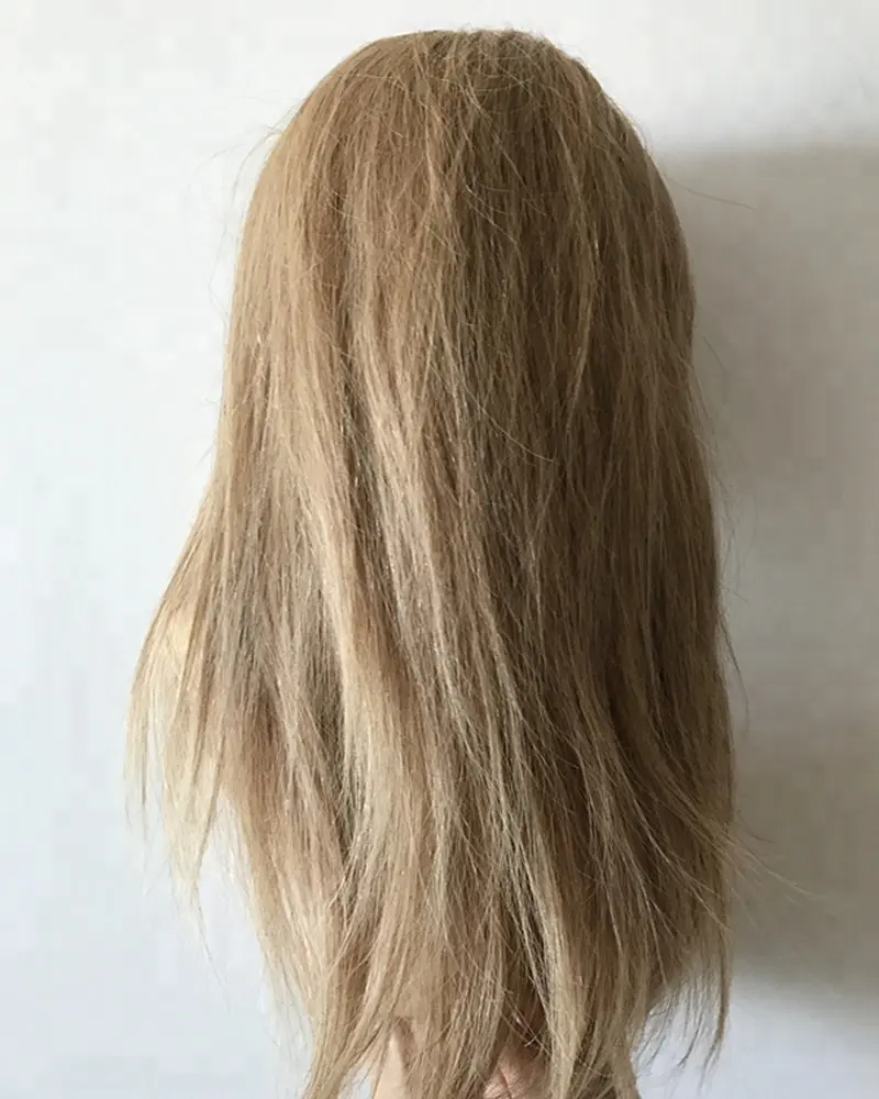 Peluca de cabello humano remy virgen, pelo de calidad superior, ultra realista, cranial, rubio miel, hecha a mano, encaje completo