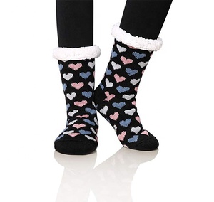 Đầy Màu Sắc Mùa Đông Ấm Áp Chunky Sàn Trái Tim Lông Cừu Lót Đan Lông Cừu Mờ Lót Vớ Với Kẹp - Product Image 3