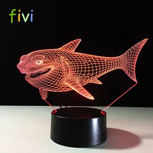 Sharker — lampe LED 3D en forme de requin, avec 7 couleurs de lumière, Illusion optique, luminaire de nuit originales, décoration pour la maison