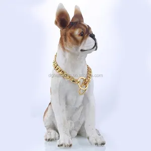 Hot Sale Großhandel benutzer definierte 20mm 18 Karat Gold Metall kette Hunde halsband Edelstahl Goldkette Hunde halsbänder