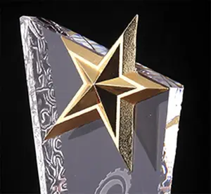Auszeichnung benutzer definierte Logo Metall Pentagramm leer polierte Kristall Trophäe