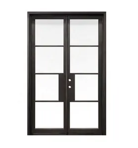 Francese acciaio inox finestra griglia di design in acciaio finestra di vetro in ferro battuto porte e finestre