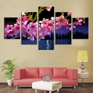 5 Panel Groothandel Hoge Kwaliteit Afdrukken Canvas Moderne Bloem Olieverf Decoratieve Wall Art