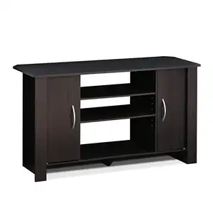 现代豪华黑色木制电视架，带储物柜发光二极管功能，适用于家庭客厅或卧室家具