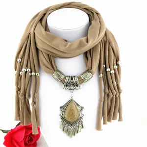 wholesale scarf with jewelry attached with good price and mixed models