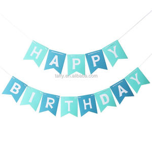 Décorations de fête d'<span class=keywords><strong>anniversaire</strong></span> pour enfants, 1 ensemble, en papier rose, blanc et <span class=keywords><strong>bleu</strong></span>, feuille d'or, <span class=keywords><strong>banderole</strong></span> de lettres, pour garçon et fille - Product Image 1