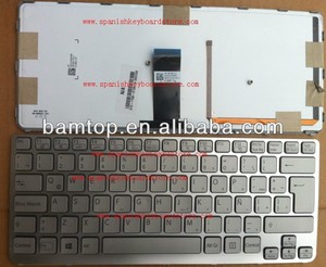 POUR SONY VAIO SVE14A ARGENT COULEUR avec Cadre rétro-éclairé LATIN LA ESPAGNOL SP clavier d'ordinateur portable 149119511 9Z.N6BBF.T1E - Product Image 1