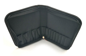 Royal Fair Custom Black PU Leather Zipper <strong>Makeup</strong> <strong>Brush</strong> <strong>Case</strong> Embossed Logo Portable Beauty Storage Cosmetic Toiletry Bags - Product Image 3