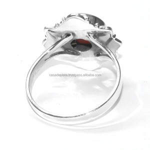 925 Sterling Silver Vintage Bezel Setting <b>Ring</b> Cut <b>Garnet</b> Gemstone Fashionable Wedding Gift for Parties - Product Image 3